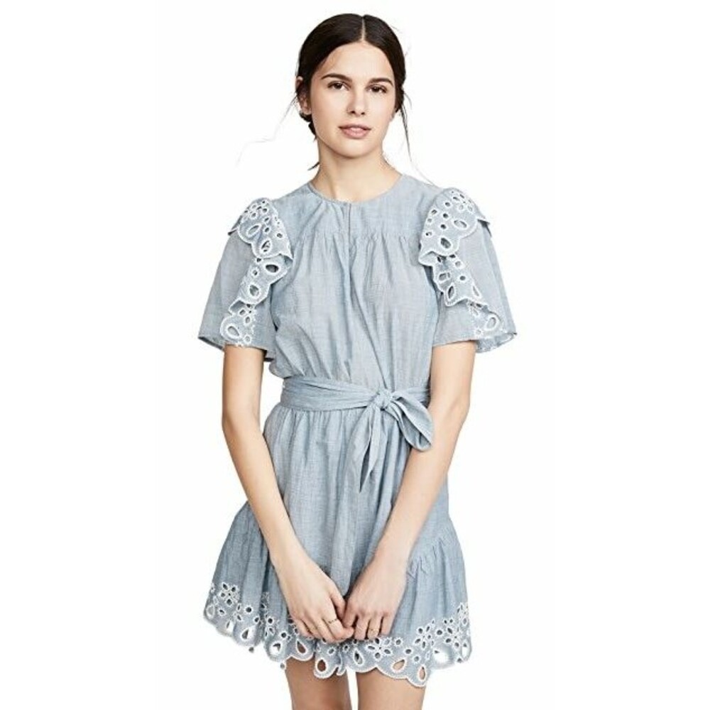 Joie Safia Floral Eyelet Embroidered Mini Dress M